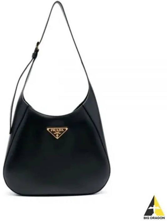 Triangle Logo Leather Shoulder Bag Black - PRADA - BALAAN 2