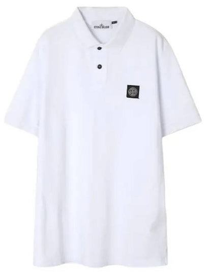 Men's Logo Patch Polo Shirt White - STONE ISLAND - BALAAN 2