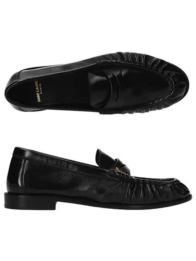 Le Signature Cassandre Logo Plaque Lamb Skin Loafer Black - SAINT LAURENT - BALAAN 2