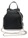 1BH029 Black Re Nylon Silver Plated Triangle Two Pocket Chain Mini Backpack 2WAY - PRADA - BALAAN 4