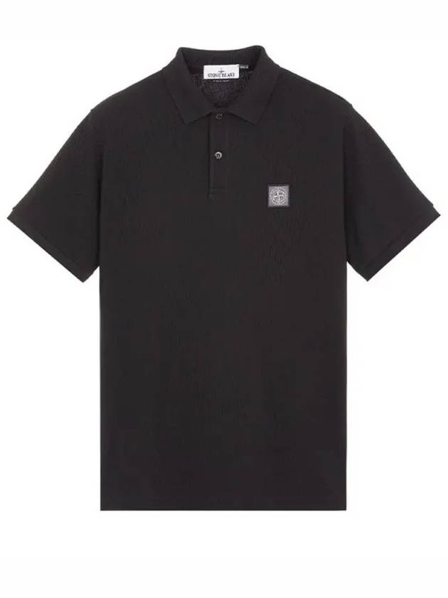 Compass Patch Short Sleeve Polo Shirt Black - STONE ISLAND - BALAAN 2