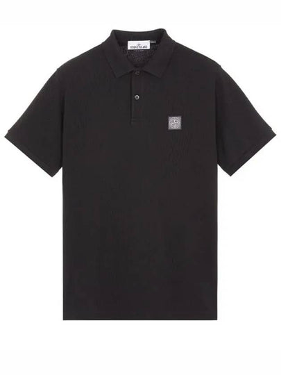 Compass Patch Short Sleeve Polo Shirt Black - STONE ISLAND - BALAAN 2