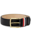 Men's Three Stripes Tab Pebbled Leather Belt Black - THOM BROWNE - BALAAN 2