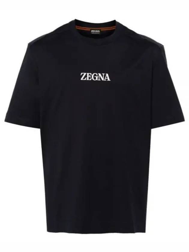 Logo crew neck short sleeve t shirt black - ERMENEGILDO ZEGNA - BALAAN 1