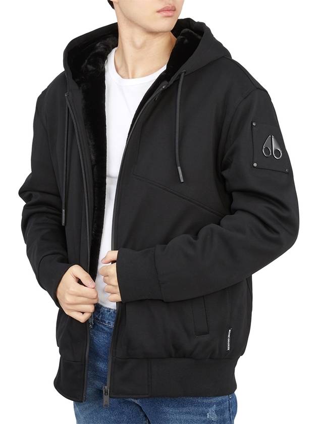 Tilden Fox Fur Zip Up Hoodie Black - MOOSE KNUCKLES - BALAAN 7