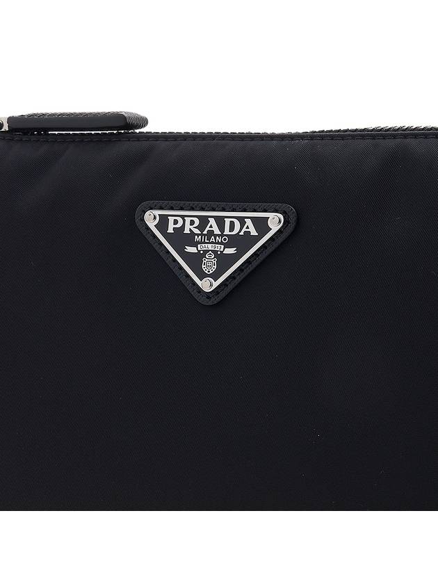 Triangle Logo Re-Nylon Saffiano Leather Shoulder Bag Black - PRADA - BALAAN 8