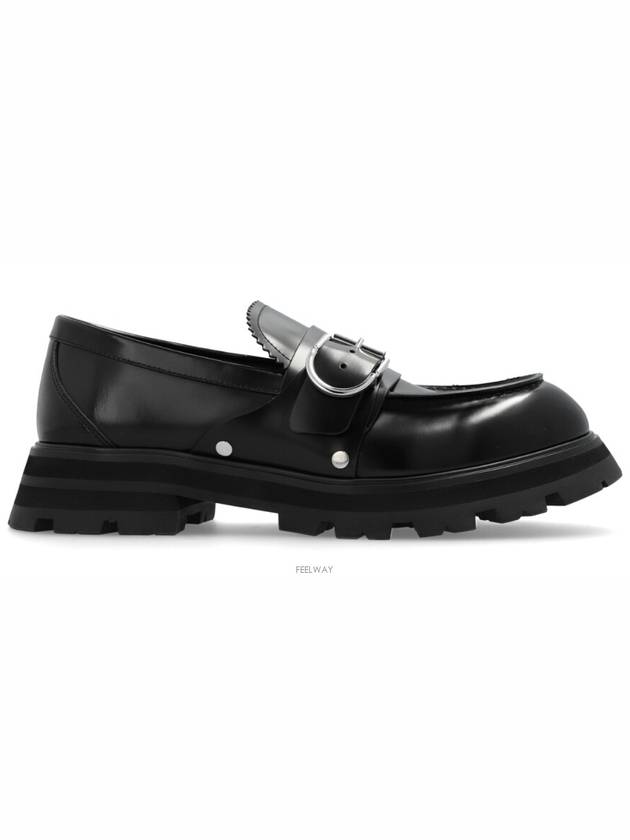 Buckle Leather Loafers Black - ALEXANDER MCQUEEN - BALAAN 3