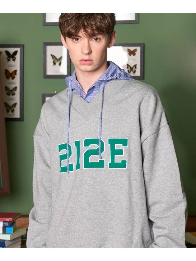 V NECK SWEAT SHIRTS GRAY - ZIZEMUSEUM - BALAAN 1