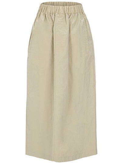 Crinkle banding A line skirt beige - CALLAITE - BALAAN 2