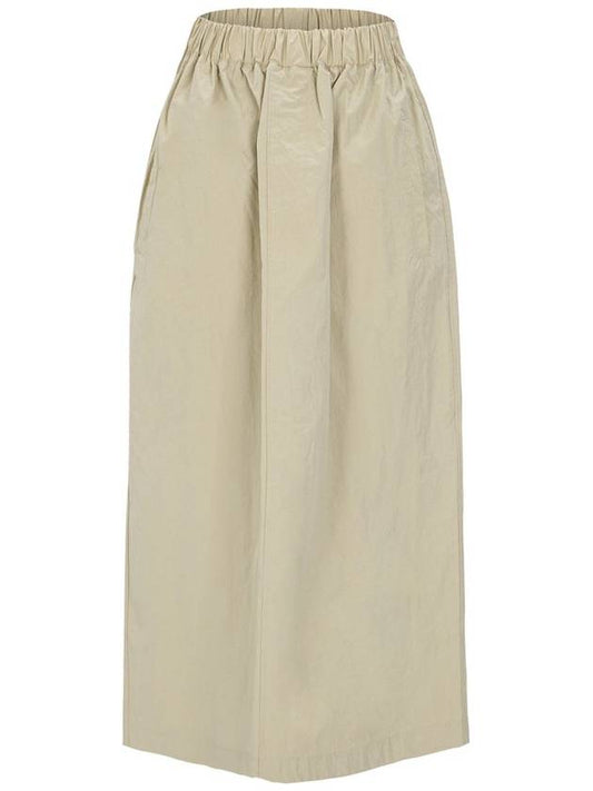 Crinkle banding A line skirt beige - CALLAITE - BALAAN 2