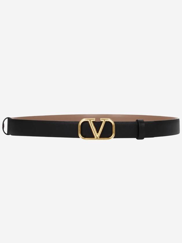 Reversible V Logo Signature Leather Belt Beige - VALENTINO - BALAAN 3