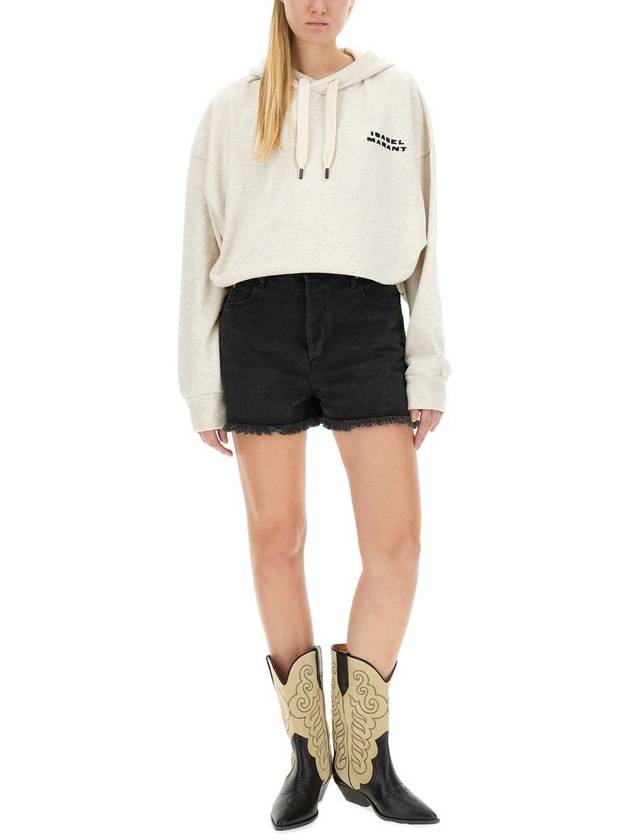 Solena Embroidered Logo Oversized Hoodie Ecru - ISABEL MARANT - BALAAN 3