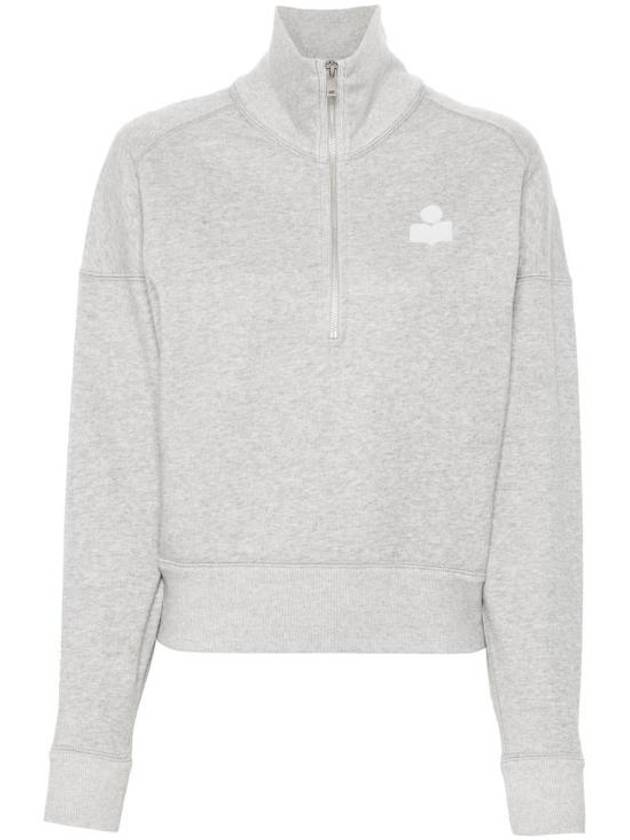 Ross Stand-Up Collar Short Cotton Sweatshirt Grey White - ISABEL MARANT ETOILE - BALAAN 1