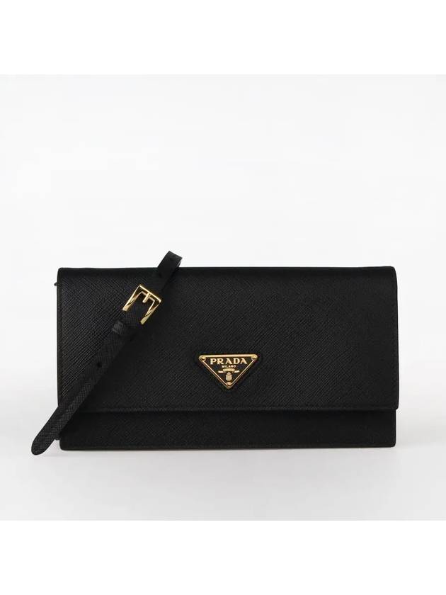 Triangle Logo Leather Mini Bag Black - PRADA - BALAAN 2