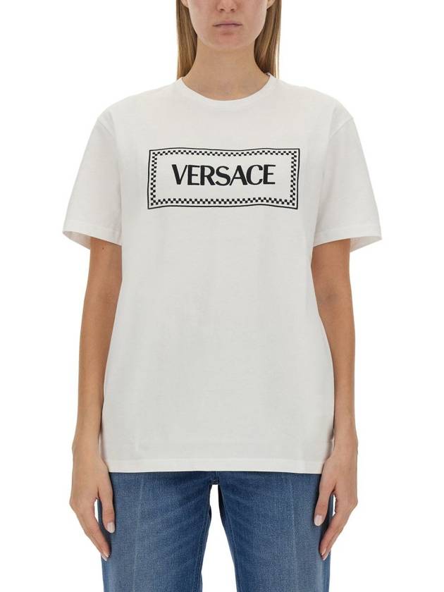 short sleeve t-shirt 1011882 1A08573 2W020 BIANCO NERO - VERSACE - BALAAN 2