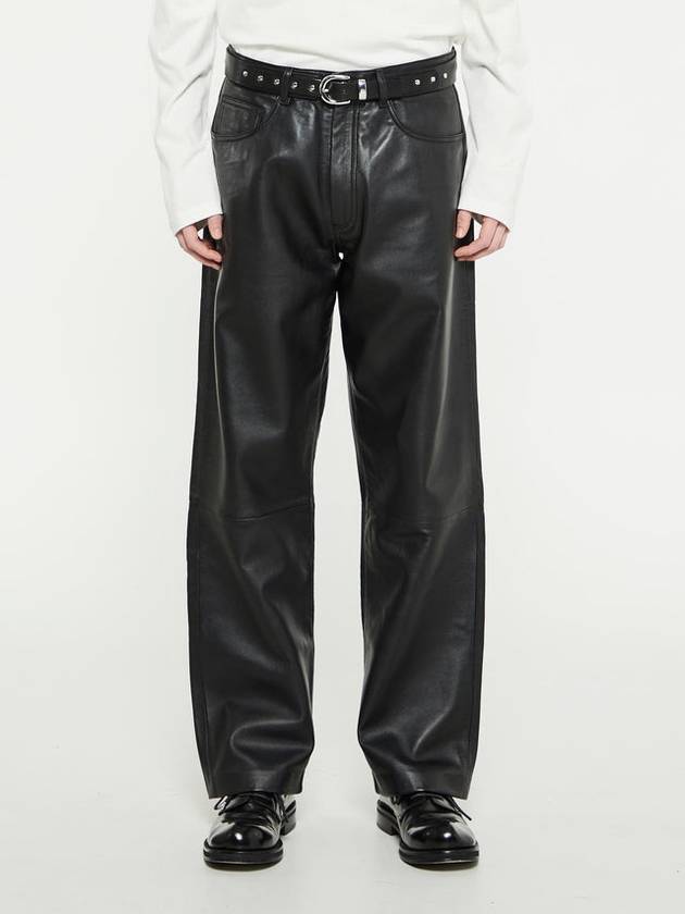 Loose Leather Straight Pants Black - SUNFLOWER - BALAAN 2