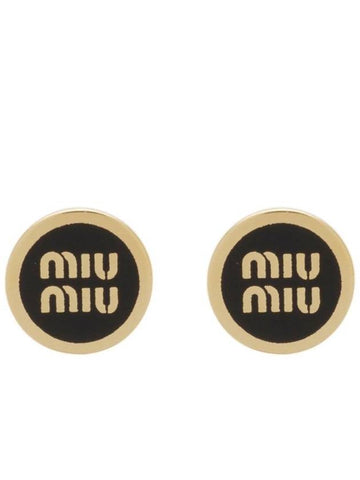 Enameled Metal Earrings Black - MIU MIU - BALAAN 1