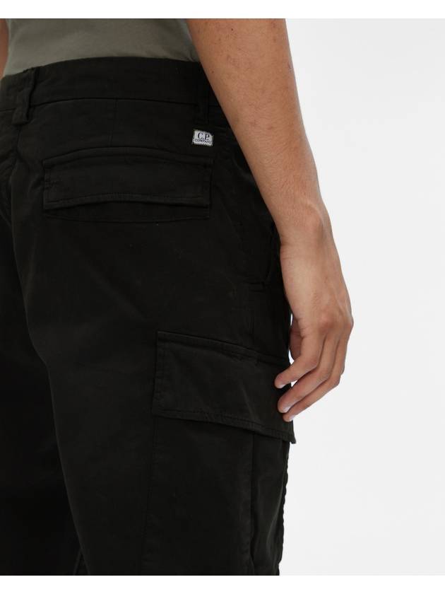 Lens Wappen Stretch Satin Relaxed Fit Cargo Straight Pants Black - CP COMPANY - BALAAN 8