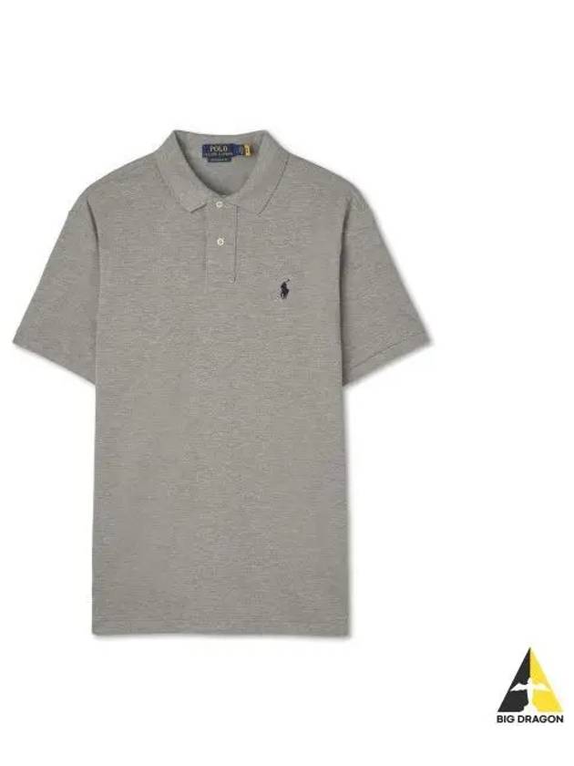 Custom Slim Fit Mesh Polo Shirt Gray - POLO RALPH LAUREN - BALAAN 1