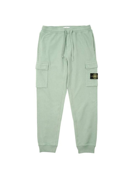 Garment Dyed Cotton Fleece Track Pants Light Green - STONE ISLAND - BALAAN 1