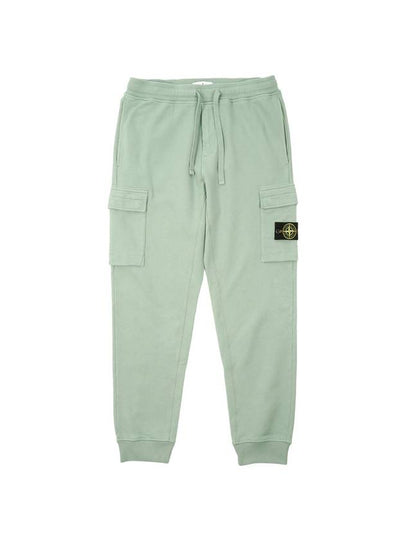 Garment Dyed Cotton Fleece Track Pants Light Green - STONE ISLAND - BALAAN 2