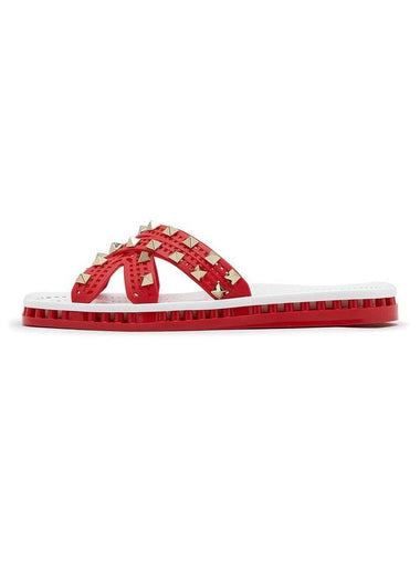 Women's Cross Strap Slippers Red - VALENTINO - BALAAN 1