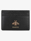 Leather Animalier Leather Card Case Wallet Black - GUCCI - BALAAN 3