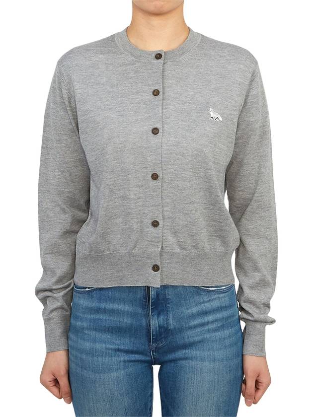 Baby Fox Patch Regular Cardigan Grey Melange - MAISON KITSUNE - BALAAN 2