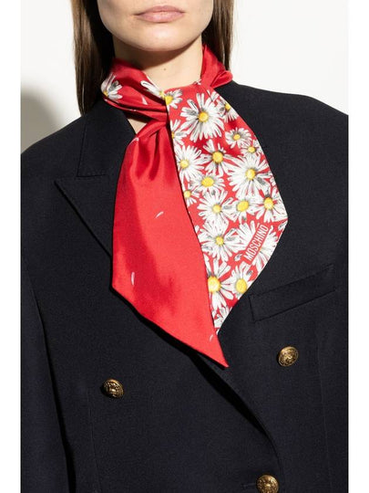 Moschino Silk Scarf With Floral Pattern, Women's, Red - MOSCHINO - BALAAN 2