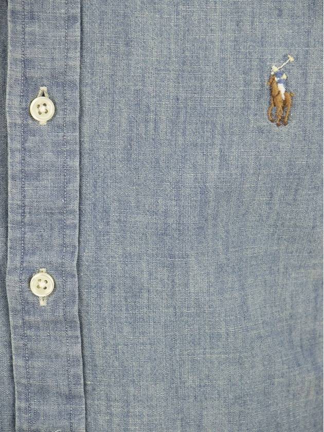 Men's Slim Fit Chambray Denim Long Sleeve Shirt Blue - POLO RALPH LAUREN - BALAAN 5