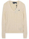 Women's Embroidered Logo Knit Top Cream - POLO RALPH LAUREN - BALAAN 2