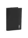 Tiny Cassandre Monogram Silver Leather Passport Wallet Black - SAINT LAURENT - BALAAN 4