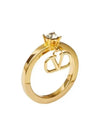 Mini V Logo Crystal Metal Ring Gold - VALENTINO - BALAAN 2