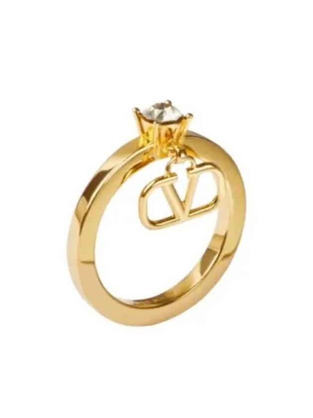 Mini V Logo Crystal Metal Ring Gold - VALENTINO - BALAAN 2