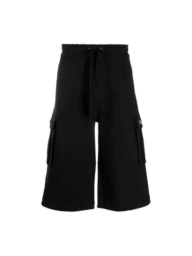 Men's Flap Pocket Cargo Shorts Black - VALENTINO - BALAAN 1