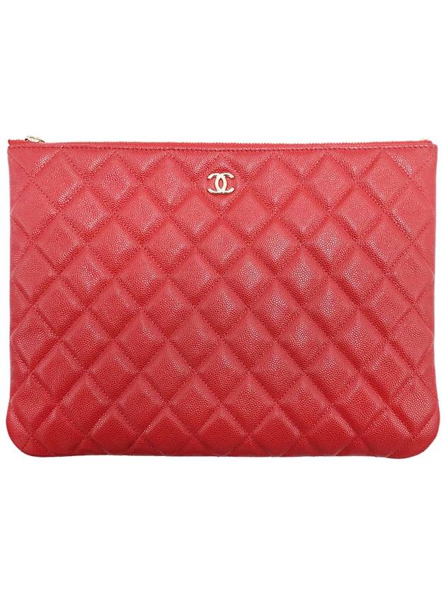 Chanel A82545 Red Caviar Gold Classic New Medium Clutch No 28 - CHANEL - BALAAN 1