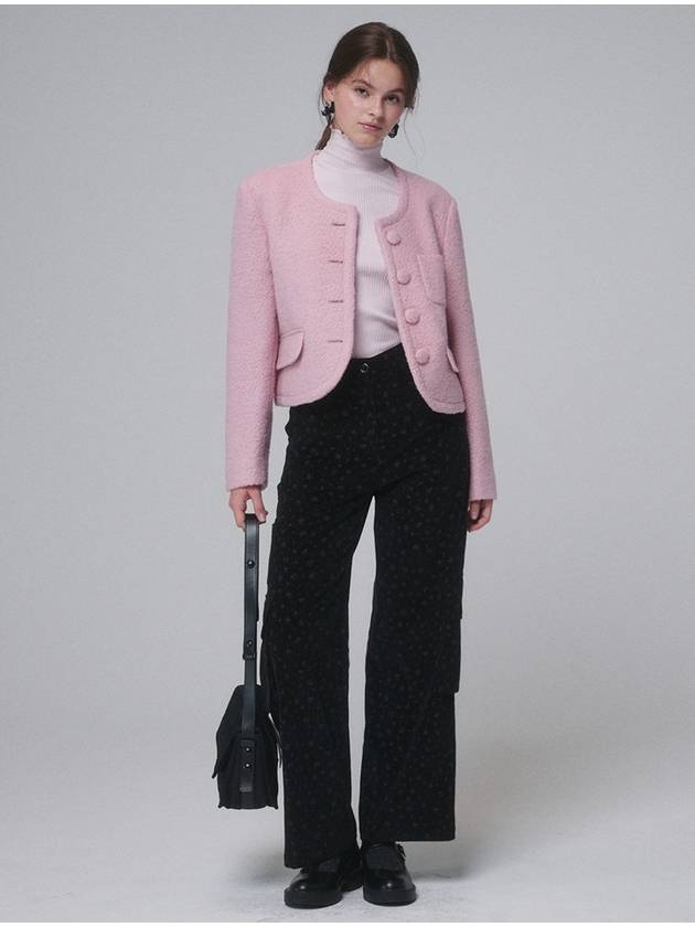 Boucle Wool Cropped Jacket Pink - OPENING SUNSHINE - BALAAN 4