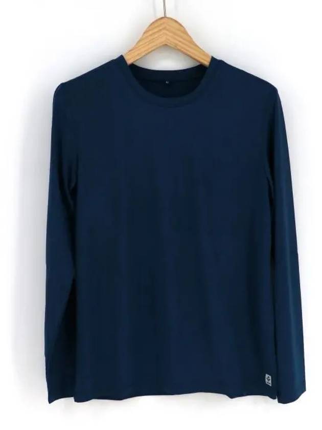 SPGRGOSN Unisex Basic Plain Functional Round Long Sleeve Tee Blue - SUPENER - BALAAN 4