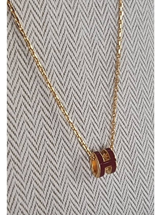 Mini Pop Ache Necklace Gold Chain Pendant Rouge Rubys - HERMES - BALAAN 2