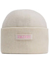 Logo Patch Wool Cashmere Beanie White - PATOU - BALAAN 1