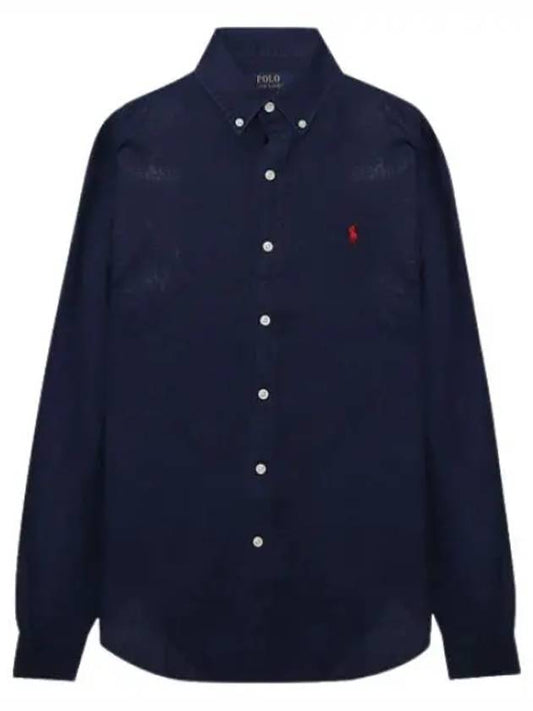 Pony logo embroidered linen shirt men s long sleeve - POLO RALPH LAUREN - BALAAN 1