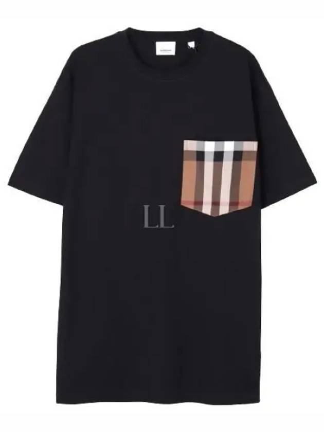 Carrick Check Print Crew Neck Long Sleeve T-Shirt Black - BURBERRY - BALAAN 2