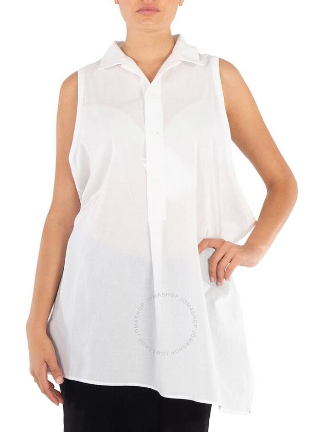 Y'S Ladies White Dropped No Sleeves Blouse, Brand Size 2 (Small) - YOHJI YAMAMOTO - BALAAN 1