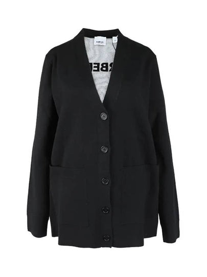 Back Logo V-Neck Cardigan Black - BURBERRY - BALAAN 2