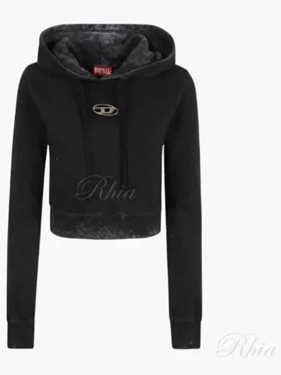 F Slimmy Hood P5 Metal Logo Faded Cut Out Hoodie Black - DIESEL - BALAAN 2