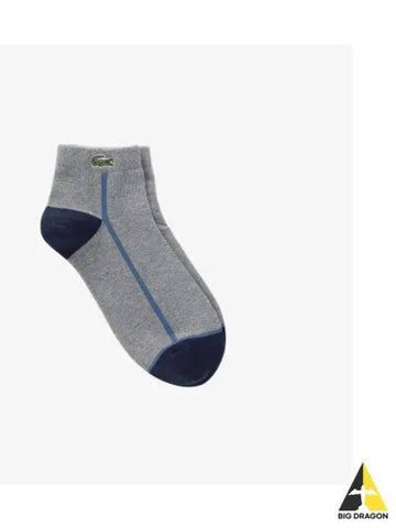 Men s Color Block Ankle Socks Melange Gray - LACOSTE - BALAAN 1