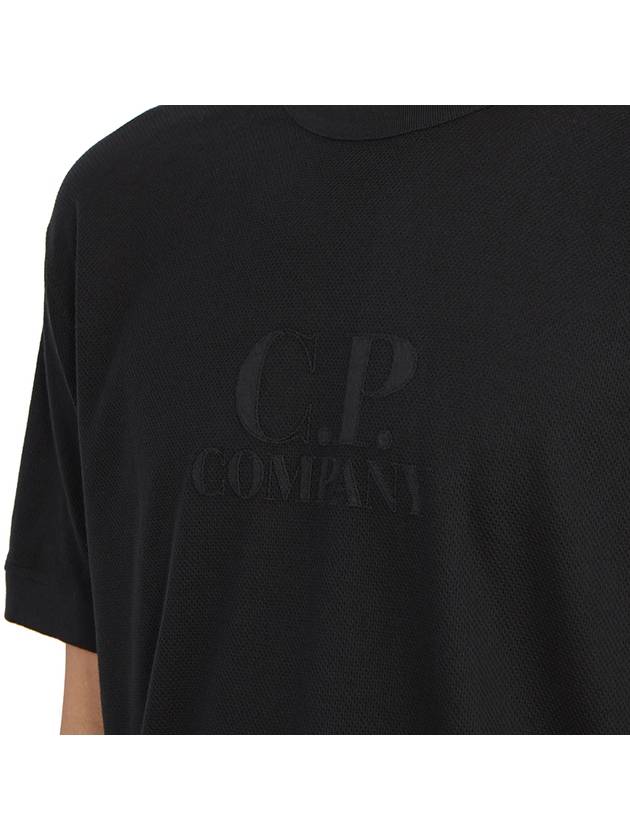 Piquet Waffle Logo Short Sleeve T-Shirt Black - CP COMPANY - BALAAN 7