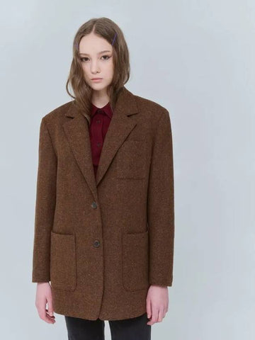 Overfit half coat wool single jacket brown 0150 - VOYONN - BALAAN 1