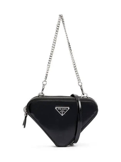 Brushed Leather Chain Mini  Shoulder Bag Black - PRADA - BALAAN 2