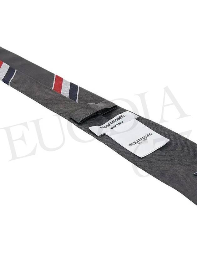 Men's Grosgrain Stripe Tie Dark Grey - THOM BROWNE - BALAAN 8